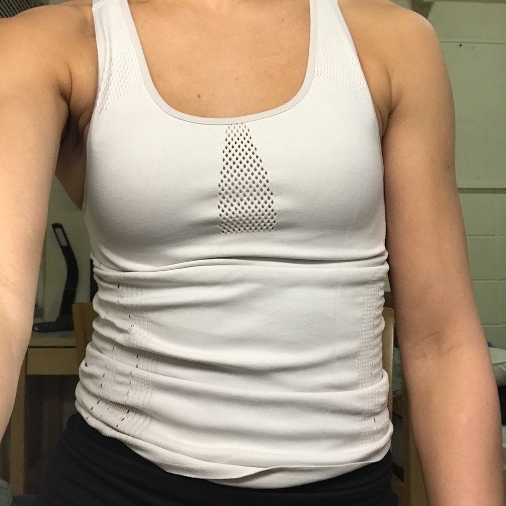 Nike crochet styled white racer back tank top